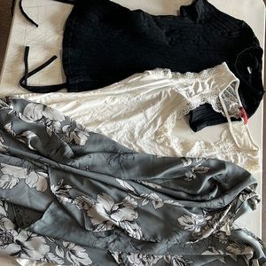 3 (tops) Buckle tank, shirt, Maurices kimono large, xl and one size fits all